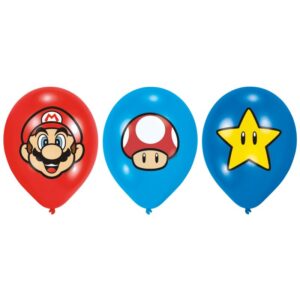 6 Balões Látex 28cm Super Mario Bros