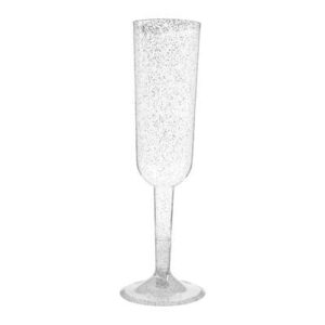 4 Flutes de Champanhe Glitter Prateado