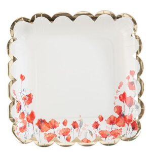 8 Pratos 23,5cm Red Poppy Love