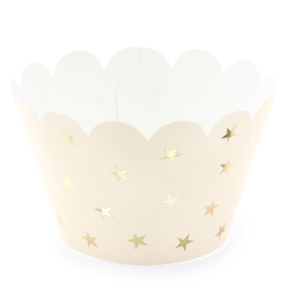 6 Formas de Cupcake Pêssego Estrelas Douradas