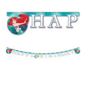 Grinalda de papel 'Happy Birthday' Ariel (Pequena Sereia)