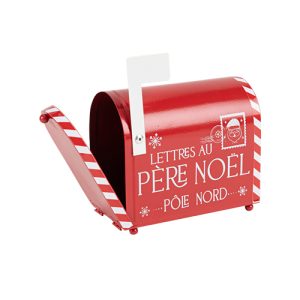 Caixa de correio do Pai Natal Metal vermelho e branco 14,5x14x7,5cm