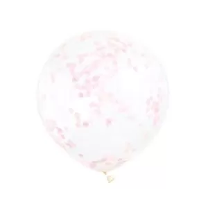 6 Balões látex com confettis Rosa Claro
