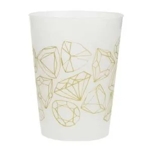 8 Copos Transparente & Dourado