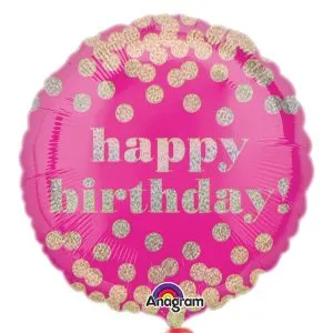 Balão Foi Happy Birthday Holográfico Rosa