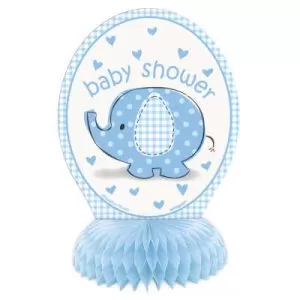4 Mini Centros de Mesa Baby Shower Elefante Azul