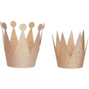 4 Coroas em Papel Dourado Glitter