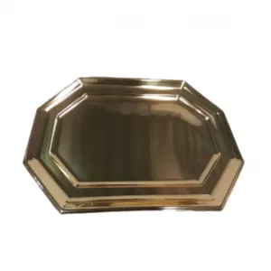 2 Travessas Plástico 46cm Dourado